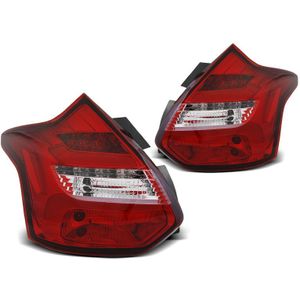 Achterlichten | Ford | Focus 14-18 5d hat. | LED | Dynamic Turn Signal | LED BAR rood en wit