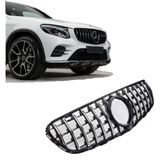 Grill | Mercedes-Benz GLC-Klasse X253 2015-2019 + GLC-Coupe C253 2015-2019 | PANAMERICANA - Look | z360 camera | zwart chroom