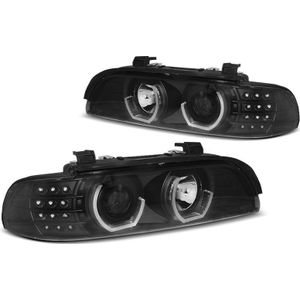 Koplampen | BMW 5-Series E39 1995-2003 | 3D LED Angel Eyes | zwart