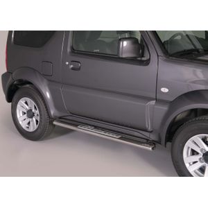 Side Bars | Suzuki | Jimny Metal Top 12- 3d suv. | rvs zilver Design Side Protection RVS