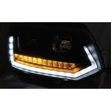 Koplampen | Volkswagen | Multivan 10-15 5d bus. / Transporter Kombi 10-15 4d bus. | T6-Look | LED | Tube-Light | Real DRL | Dynamic Turn Signal | zwart