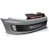 Voorbumper VW Golf 6 VI GTI -Look | Bumper met grille, met parkeer sensor voorbereiding (PDC) | Ook voor koplampsproeiers | ABS Kunststof