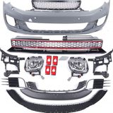 Voorbumper VW Golf 6 VI GTI -Look | Bumper met grille, met parkeer sensor voorbereiding (PDC) | Ook voor koplampsproeiers | ABS Kunststof