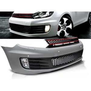 Voorbumper VW Golf 6 VI GTI -Look | Bumper met grille, met parkeer sensor voorbereiding (PDC) | Ook voor koplampsproeiers | ABS Kunststof