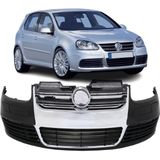 Voorbumper | Volkswagen | Golf 03-08 3d & 5d hat. / Golf Variant 07-09 5d sta. / Jetta 05-11 4d sed. | R32-Look | chroom | 01