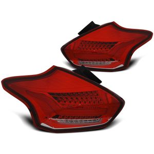Achterlichten | Ford | Focus 14-18 5d hat. | Dynamic Turn Signals | LED BAR rood en wit