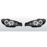 Koplampen Peugeot 206 02- + S16 (98-01)  Halo Rims zwart