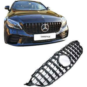 Grill | Mercedes-Benz | C-klasse 18-21 4d sed. W205 / C-klasse Estate 18-21 5d sta. S205 / C-klasse Coupe 18-21 C205 | PANAMERICANA AMG GT-Look | Met 360° camera Glanzend zwart