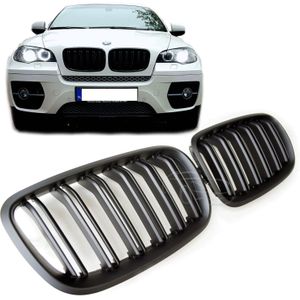 Nieren grill set | BMW X5 E70 en X6 E71 | Dubbele spijlen new M Look | Mat zwart