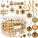 Kerstballen | 153 Stuks | Goud/Wit