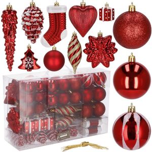 Kerstballen | 72 Stuks | Rood/Wit