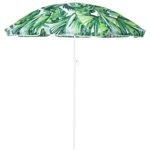 Parasol | Strand Parasol | Parasols | Opvouwbaar | 160 cm | Groen/Wit
