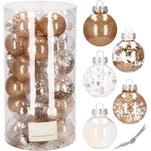 Kerstballen | 30 Stuks | 6 cm | Transparant/Goud