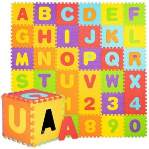 Speelmat | Speelmat Foam | Puzzelmat | 36 Stukken | Letters & Cijfers | 172 x 172 cm | Multicolor