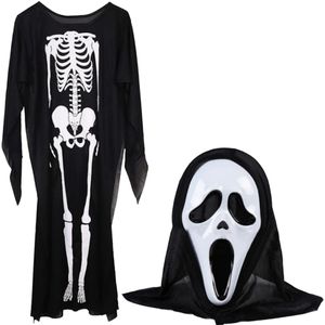 Halloweenkostuum - Scream - Verkleedkleding - Halloween - Skelet - 2-Delig - Zwart/Wit