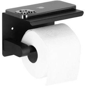 WC Rolhouder | Toiletrolhouder Met Plank | Staal | Zwart
