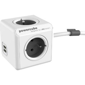 PowerCube Extended USB Stekkerdoos - Grijs