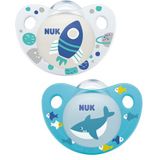 NUK Trendline Sut Blauw/transparant 0-6 mdr - 2 STUKS