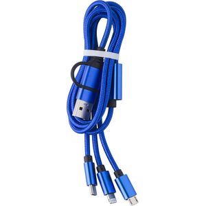 25 st. met jouw logo | Nylon Oplaadkabel Leif | kobaltblauw
