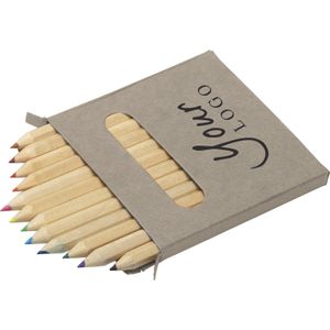 200 st. met jouw logo | Naturel houten kleurpotloden [12 kleuren] | grijs