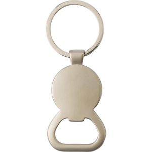 50 st. met jouw logo | Sleutelhanger met opener en € 0,50 munt | zilver