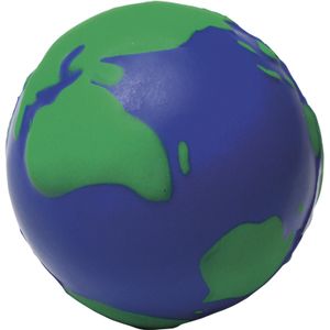 125 st. met jouw logo | Anti-stress figuur Wereldbol | blauw