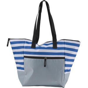 25 st. met jouw logo | Strandtas Stripes | blauw