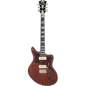 D'Angelico Deluxe Bedford Matte Walnut elektrische gitaar met koffer