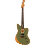Fender Acoustasonic Player Jazzmaster Antique Olive elektrisch-akoestische gitaar met gigbag