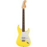 Fender Tom DeLonge Stratocaster RW Graffiti Yellow elektrische gitaar met deluxe gigbag