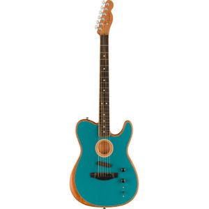 Fender American Acoustasonic Telecaster Ocean Turquoise CHB EB elektrisch-akoestische gitaar met deluxe gigbag