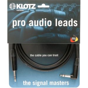 Klotz B4PA1-1500 audiokabel 2x 6.3mm jack TRS Neutrik haaks-recht 15m