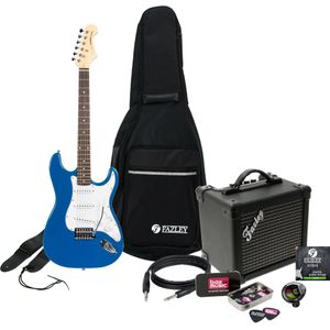 Fazley FST118BL blauwe elektrische gitaar starterset met versterker