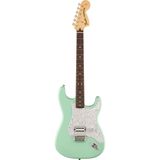 Fender Tom DeLonge Stratocaster RW Surf Green elektrische gitaar met deluxe gigbag