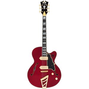 D'Angelico Excel 59 Trans Cherry semi-akoestische gitaar met koffer