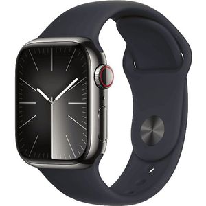 Apple Watch Series 9 Cellular 41 Mm Grafiet Roestvrijstalen Case/middernacht Sport Band - M/l