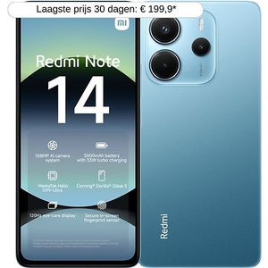 Xiaomi - Redmi Note 14 - Smartphone - Blauw - 128 Gb + Buds 6 Lite Zwart