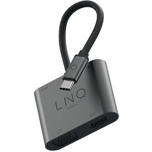 Linq byELEMENTS 4 in 1 Type C USB Hub Adapter - VGA - HDMI - USB-A 3.1 - tot 100W USB C power delivery