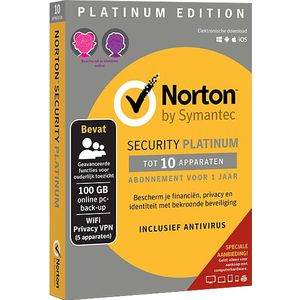 Norton Security Platinum Edition Voor 10 Apparaten (1 Jaar)