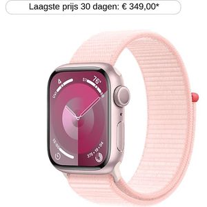 Apple Watch Series 9 GPs 45 Mm Roze Aluminium Case/lichtroze Sport Loop