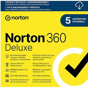 Norton - LifeLock 360 Deluxe - Antivirus Software - 50 GB - 1 gebruiker - 1 jaar