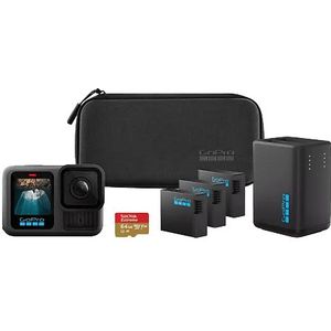GoPro HERO13 - Videocamera - Zwart - Uitgebreide Voedingsset met Acculader en 64 GB microSD-kaart