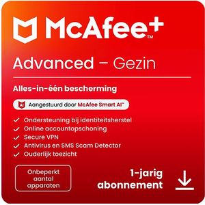 McAfee - Advanced Gezin - Abonnement 1 Jaar - Digitale Download