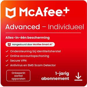 McAfee - Advanced - Antivirus Software - Digitale Download - Onbeperkt Aantal Apparaten