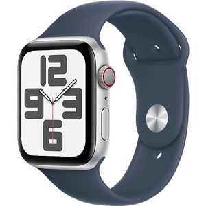 Apple Watch Se GPs + Cellular 44 Mm Zilver Aluminium Case/stormblauw Sport Band - M/l