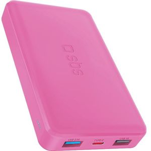 Sbs Mobile 2xusb-a & 1xusb-c 10000mah 10w Powerbank Roze