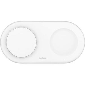Belkin Belkin 2in1 Qi2 15w Magnetic Charging Pad Wit - Geschikt Voor Magsafe Draadloze Oplader