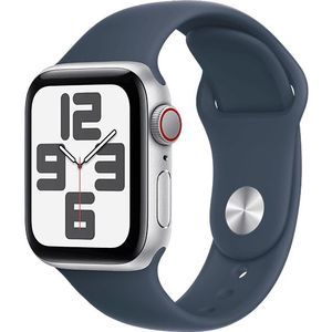 Apple Watch Se GPs + Cellular 40 Mm Zilver Aluminium Case/stormblauw Sport Band - S/m