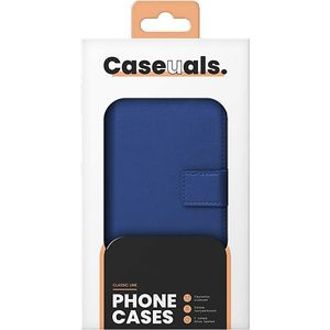 Caseuals Genuine Leather Wallet Bookcase Apple Iphone 14 - Blauw