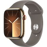 Apple Watch Series 9 Cellular 45 Mm Goud Roestvrijstalen Case/klei Sport Band - M/l